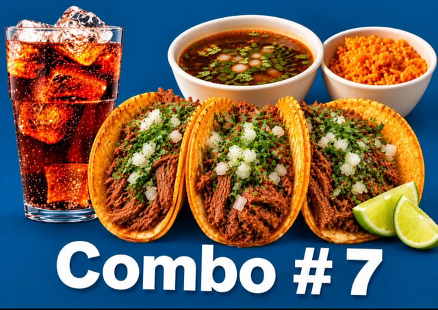 #7 Red Queso Tacos.