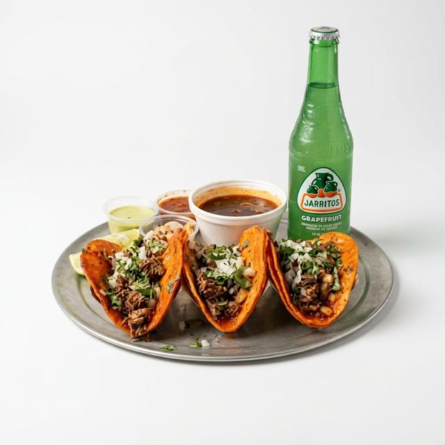 #7 Red Queso Tacos.