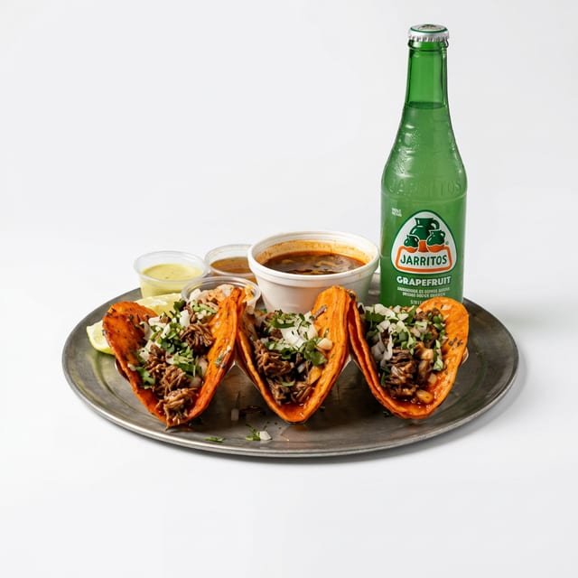 #7 Red Queso Tacos.