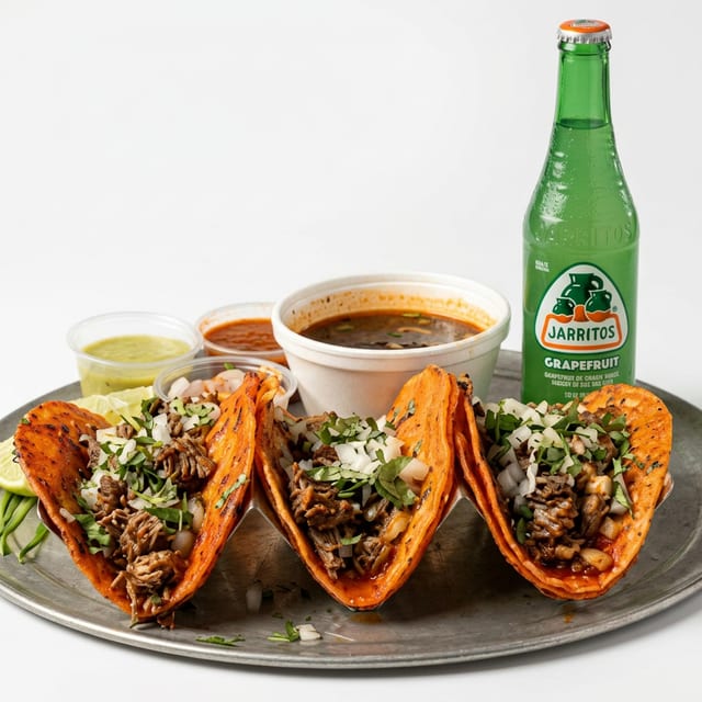 #7 Red Queso Tacos.