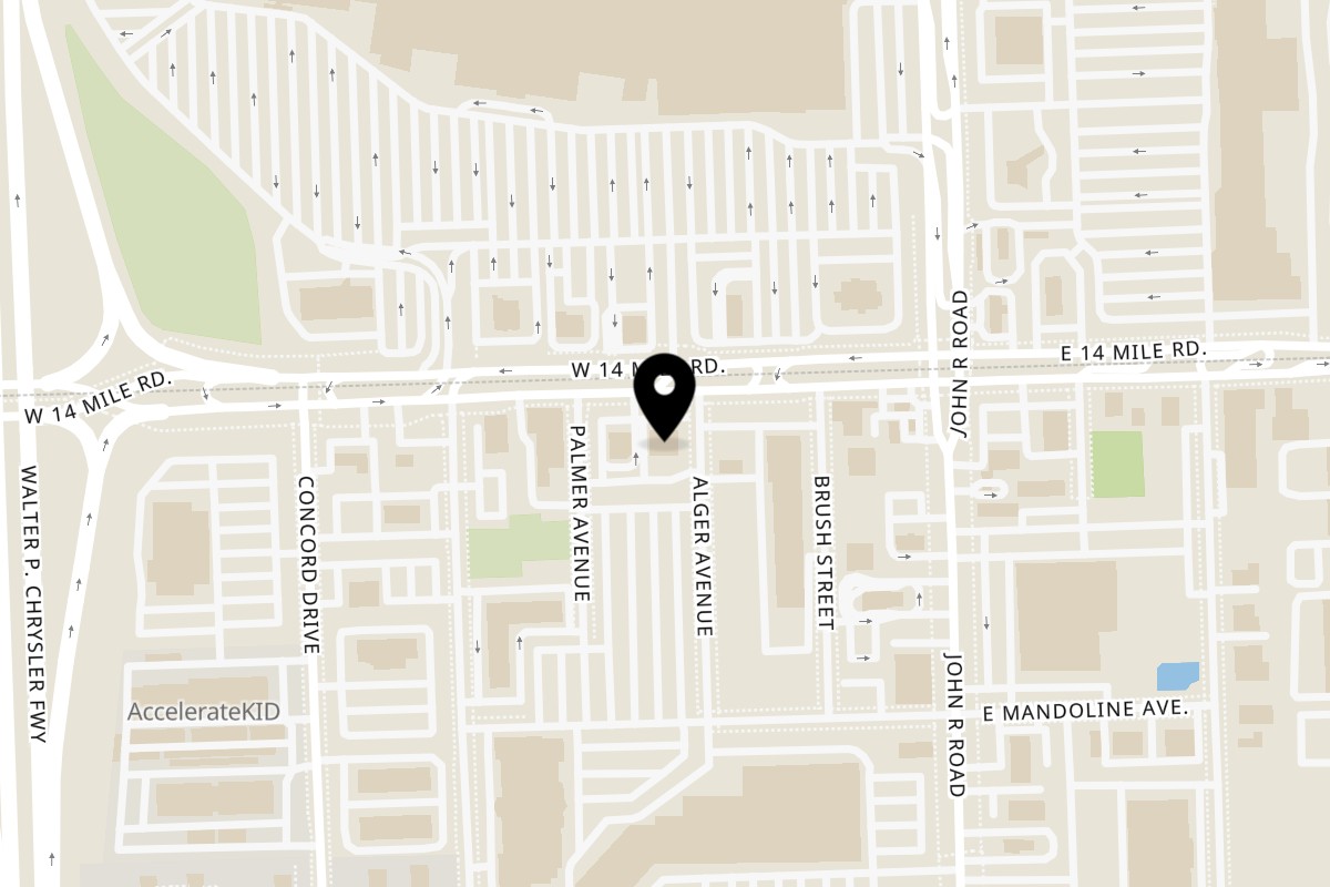 Map showing the location of Grand Azteca Madison Heights on 321 W 14 Mile Rd in Madison Heights