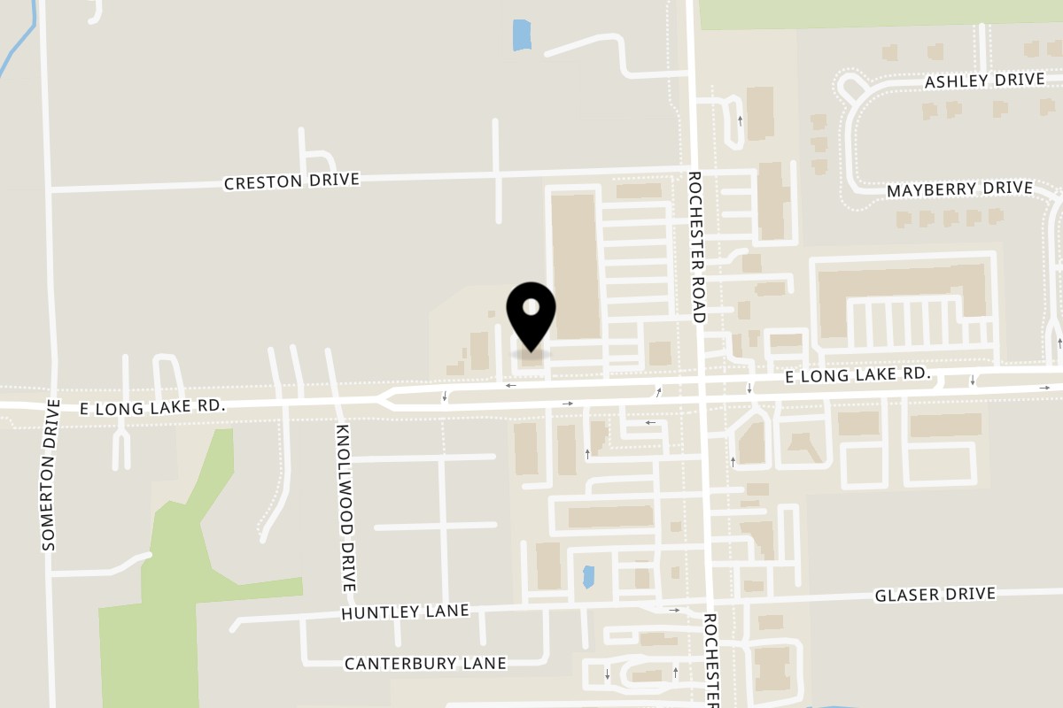 Map showing the location of Grand Azteca Troy on 935 E Long Lake Rd in Troy